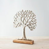 Metal Tree on Wood Base, 28cm