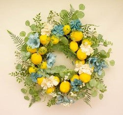 Lemon Blossom Wreath 65cm – Vibrant and Fresh Floral Wreath for Home Décor – Perfect for Spring, Summer, or Seasonal Decorations for Doors, Walls, or Mantels