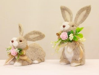 Floral Garden Small Bunny - 2 Assorted Designs - Cute and Charming Decorative Bunnies for Spring or Easter Decor - Perfect for Home, Garden, or Seasonal Displays