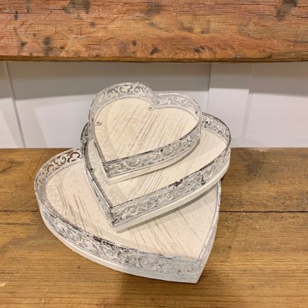 Rustic Heart Trays, Set of 3