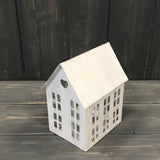 Rustic White T-light House, 13cm