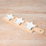 Wooden Star Design Tray w 3 Star Dishes Snack Tray