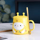 450ml Big Capacity Cute Cartoon Creative Animal Ceramic Coffee Cup Yellow